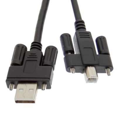 USB 2.0 Screw Lock Hi-Speed A to B Device Cable 15ft. Black