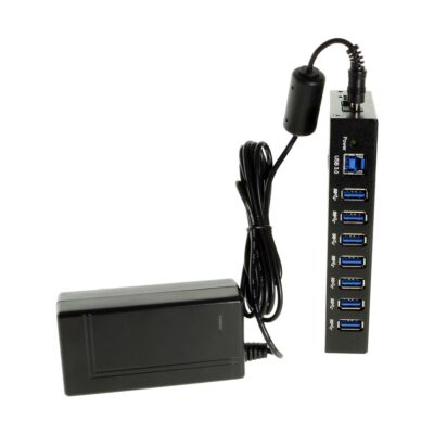 USB 3.0 7 port hub with power adapter