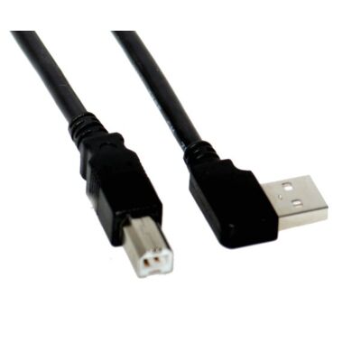 USB 2.0 A Right Angle to B Straight Cable Black 6ft.