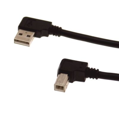 USB A to B Right Angle Both Connectors USB 2.0 Hi-Speed 3ft. Black
