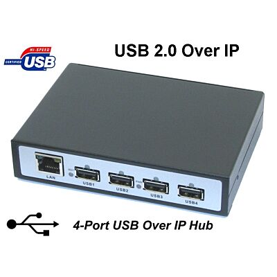 USB 2.0 Over IP Network 4-Port Hub Share any USB Device Over TCP/IP