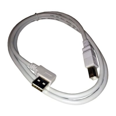 White USB 2.0 A right angle to B straight device cable