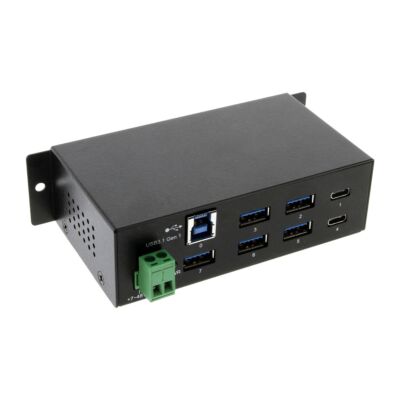 7 port USB-C hub with DIN-Rail mounting kit