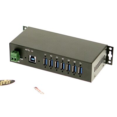 7 Port USB 3.2 Gen 1 Hub w/ Surge Protection &amp; Screw-Locking Ports
