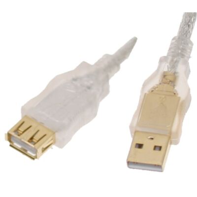  Clear USB 2.0 Hi-Speed A to A Extension Cable 24-inch Gold Plated