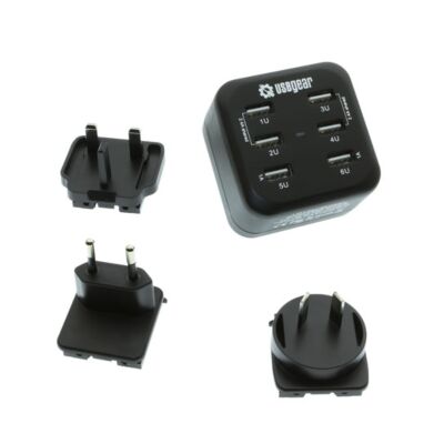 6 Port USB AC Charger with exchangeable plugs