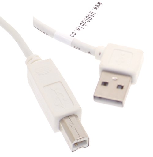 usb 2.0 right angle cable>   USB 2.0 A to B Device Cable  (Right Angle A Connector)   This Cable Uses USB.org certified Raw material TID 60000289 High Speed USB 2.0 cable RoHS Compliant E200534 28/1PR+28/2C 75 Degree CM UL Listed Verified to USB-IF   Right Angled USB A Male to Straight B Male.  Lifetime Warranty    USB 2.0 Device Cable This cable allows you to extend both USB and USB 2.0 cables with ease!  The right angle on it gives you maximum flexibility when you\'re in a tight spot.  Works great in tight spots This USB 2.0 extension cable has been used for both industrial applications, as well as everyday users to have their computer too close to the wall to plug in their USB printer, scanner, or other device.   <img src=